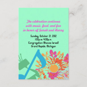 SOUND OF THE TORAH FLOWER Bat Mitzvah Party Card