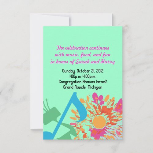 SOUND OF THE TORAH FLOWER Bat Mitzvah Party Card