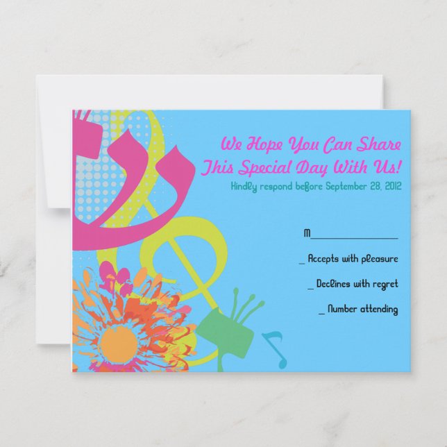 SOUND OF THE TORAH FLOWER Bat Mitzvah Reply Card (Front)