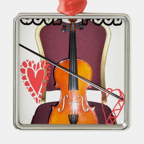 Sound of Violin  love hakuna matata valentine Metal Ornament