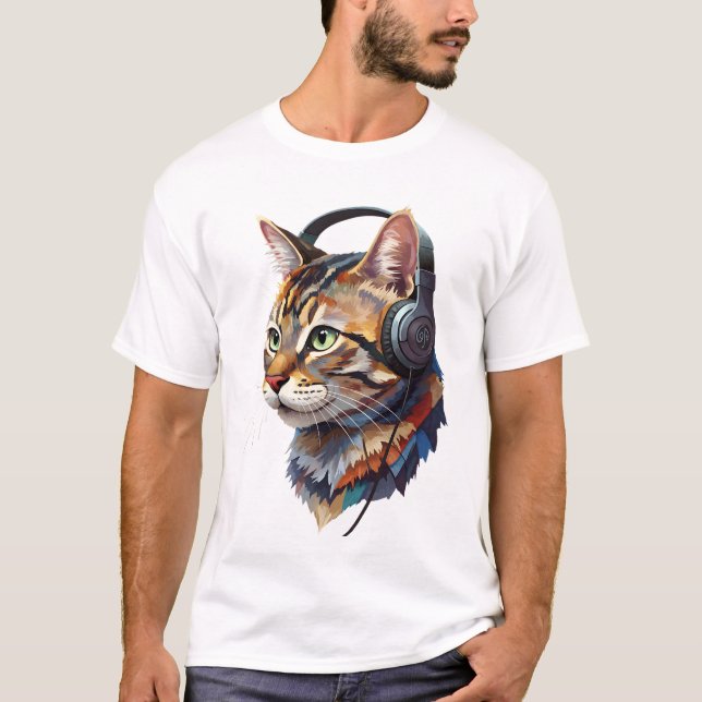 Sound of Whiskers – Abstract Cat in Color T-Shirt (Front)