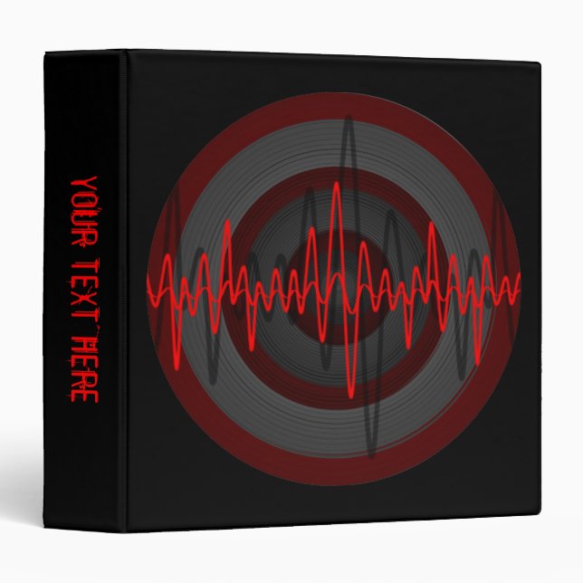 Sound Red Dark Round 'Your Text' binder black (Front/Spine)
