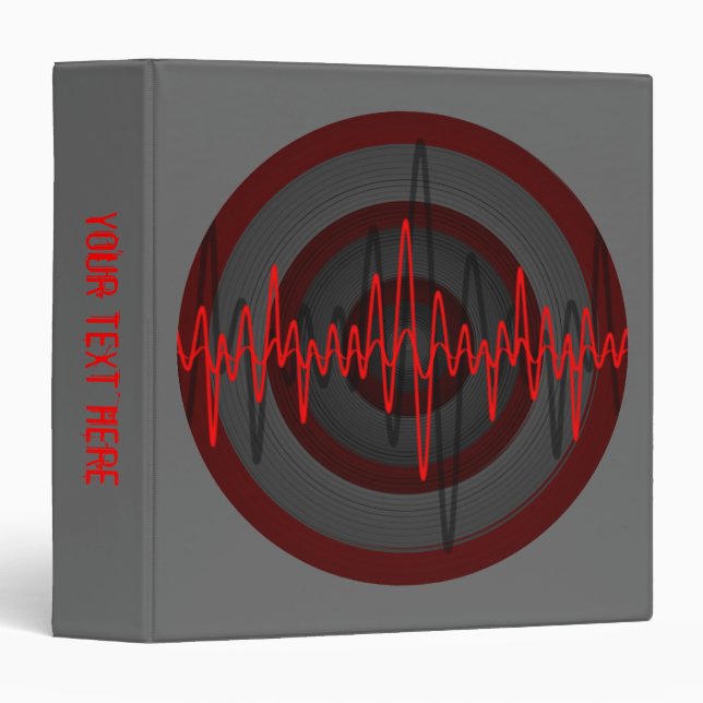 Sound Red Dark Round 'Your Text' binder grey (Front/Spine)