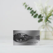Sound Systems Grey Metal Gradient Business Card (Standing Front)