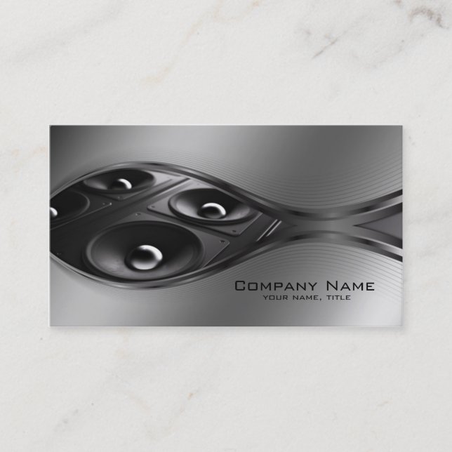 Sound Systems Grey Metal Gradient Business Card (Front)