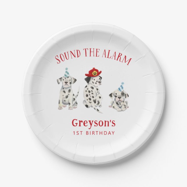 Sound the Alarm Boy Birthday Party  Paper Plates (Front)