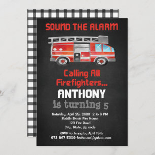 Sound The Alarm! Calling All Firefighter Birthday Invitation