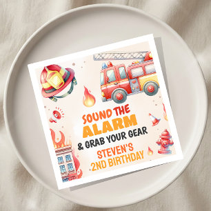 Sound the Alarm Fire Truck Baby Shower Napkins