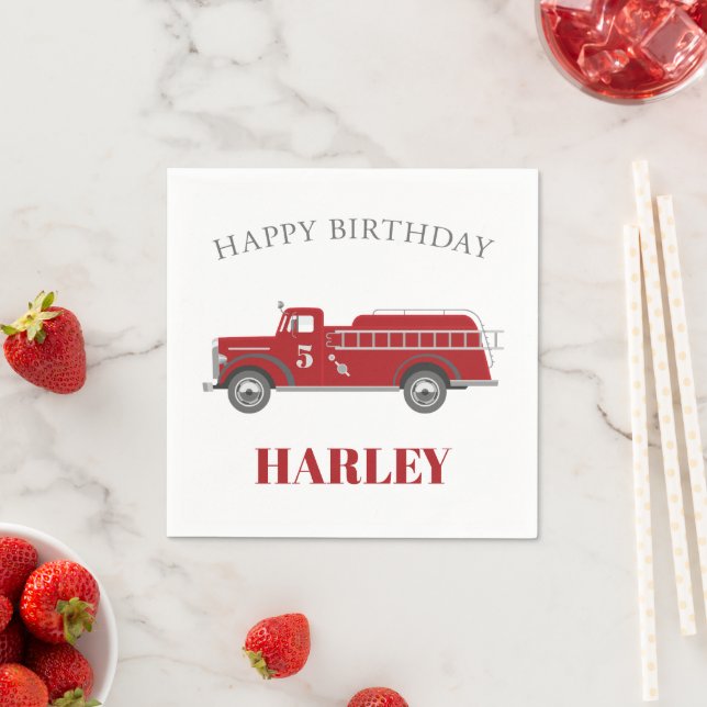 Sound the Alarm Fire Truck Birthday Party Any Age Napkins (Insitu)