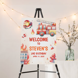 Sound the Alarm Fire Truck Birthday Welcome Sign