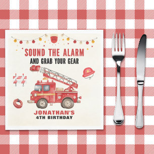 Sound the Alarm! Firefighter Birthday Boy Party Napkins