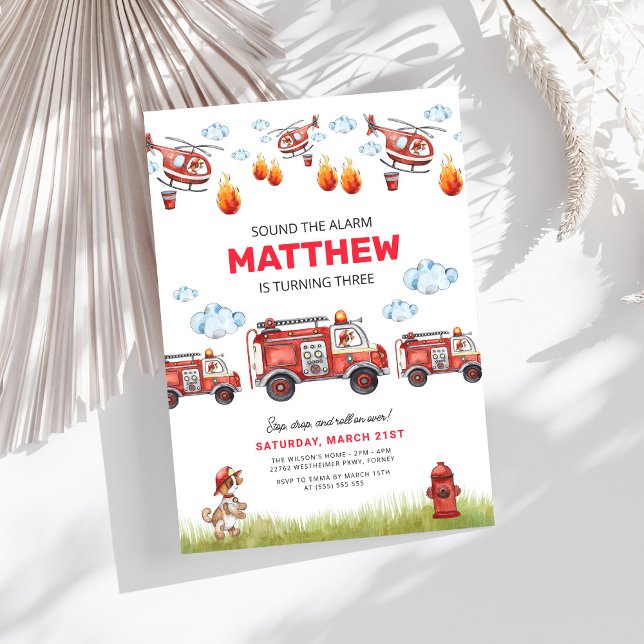 Sound the Alarm Fireman Birthday Invitation (Creator Uploaded)