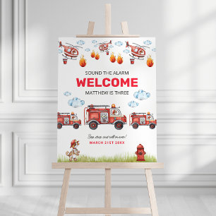 Sound the Alarm Fireman Birthday Welcome Sign