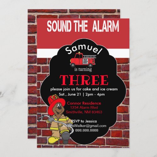 Sound the Alarm _ Fireman Invitation