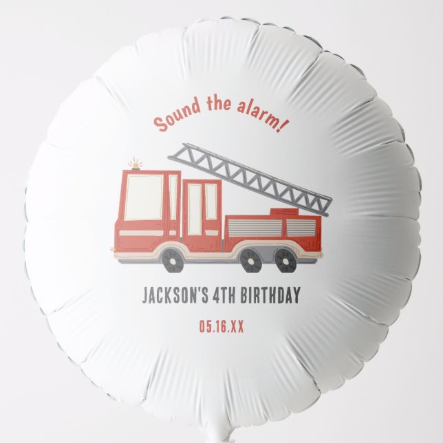 Sound The Alarm Firetruck Birthday Party Balloon (Front)