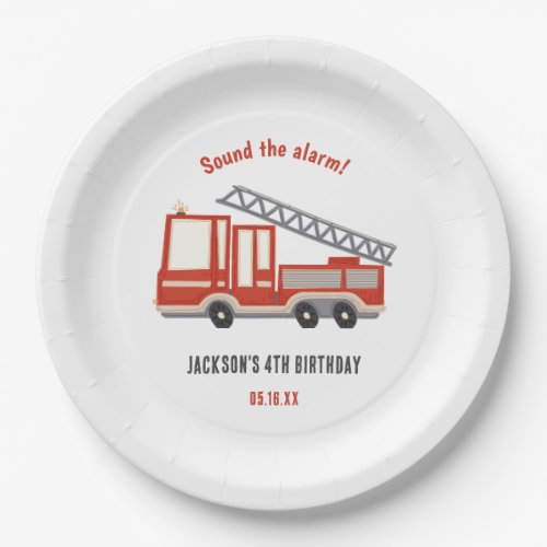 Sound The Alarm Firetruck Birthday Party Paper Plates