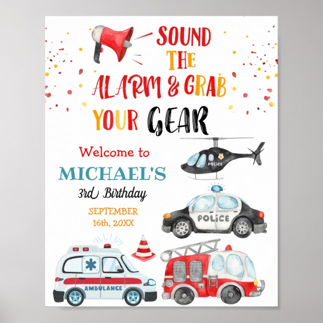 Sound the alarm & Grab your gear Birthday Welcome Poster (Front)