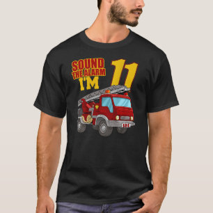 Sound The Alarm I m 11 Fire Truck Birthday Kids T-Shirt
