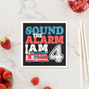 Sound The Alarm I'm 4 Funny 4th Birthday Kids Napkins