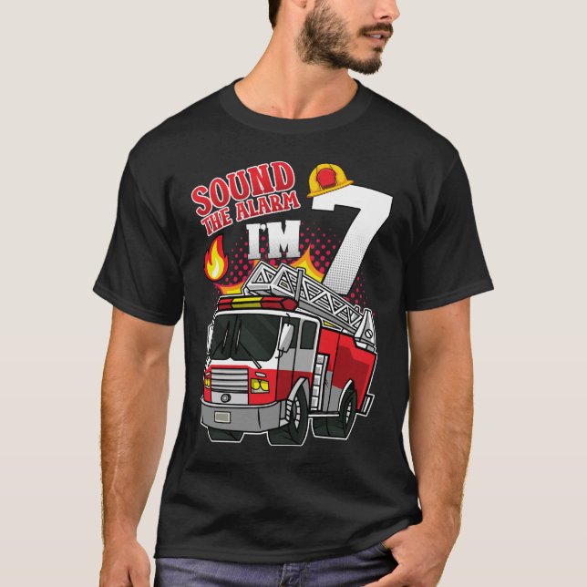 Sound The Alarm I'm 7 Firefighter Men T-Shirt (Front)