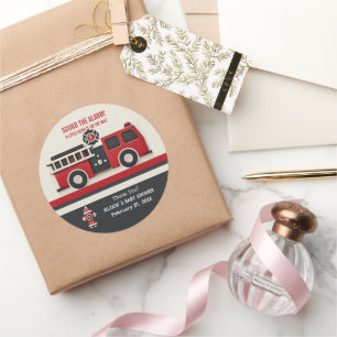 Sound the Alarm Minimalist Firefighter Baby Shower Classic Round Sticker