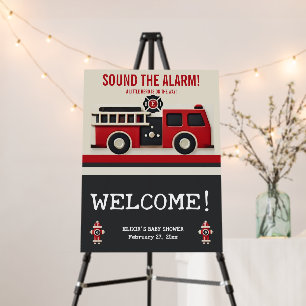 Sound the Alarm Minimalist Firefighter Baby Shower Foam Board