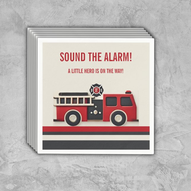 Sound the Alarm Minimalist Firefighter Baby Shower Napkins (Creator Uploaded)