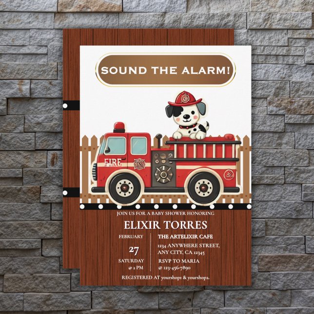 Sound the Alarm! Modern Firetruck Baby Shower Invitation (Creator Uploaded)
