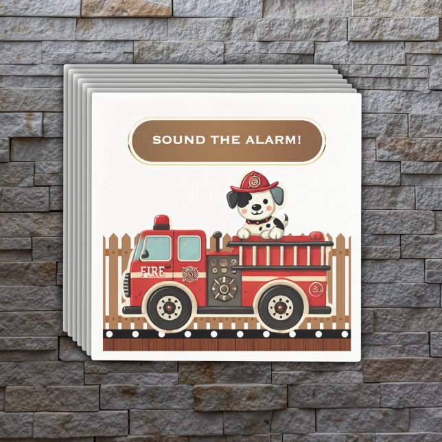 Sound the Alarm! Modern Firetruck Baby Shower Napkins (Creator Uploaded)