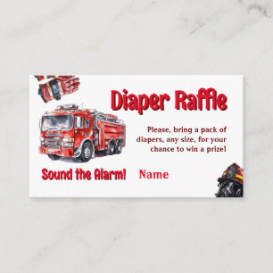 Sound the Alarm Red Fire Truck Baby Shower Diaper Enclosure Card