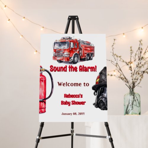 Sound the Alarm Red Fire Truck Baby Shower Welcome Foam Board