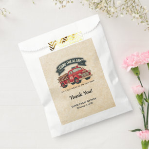 Sound the Alarm! Vintage Firetruck Baby Shower Favor Bag