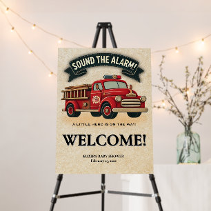 Sound the Alarm! Vintage Firetruck Baby Shower Foam Board