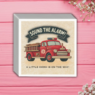 Sound the Alarm! Vintage Firetruck Baby Shower Napkins
