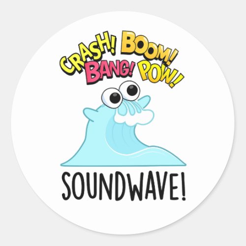 Sound Wave Funny Ocean Pun  Classic Round Sticker