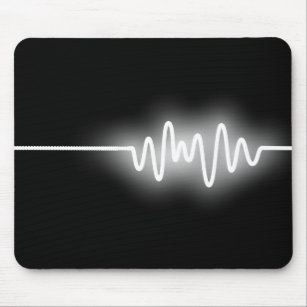 Sound Wave - White on Black Mouse Pad