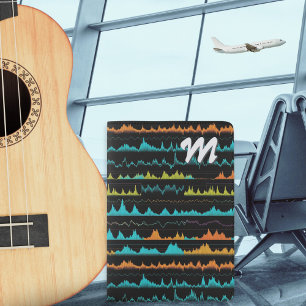 Sound Waves Audio Music Lover's Monogrammed Passport Holder