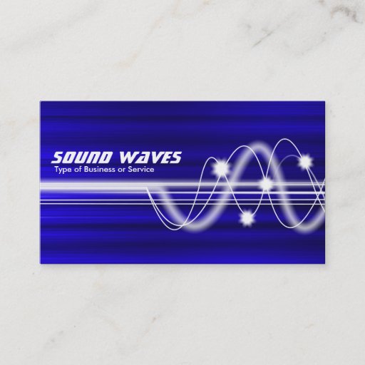 Customizable Sound Waves - Blue Brushed Texture Business Card Template