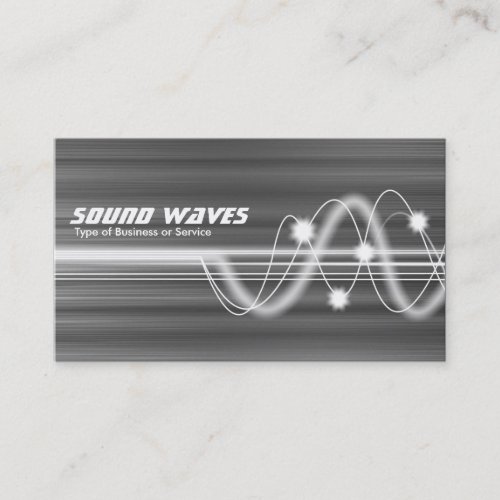Sound Waves - Brushed Metal Texture Business Card Template