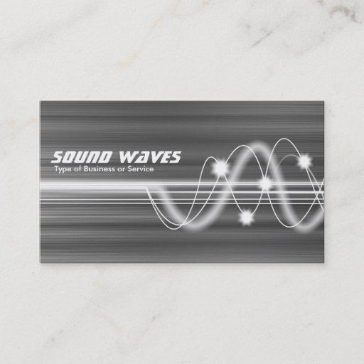 Customizable Sound Waves - Brushed Metal Texture Business Card Template