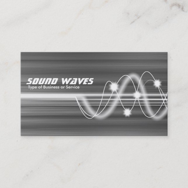 Sound Waves - Brushed Metal Texture Business Card (Front)