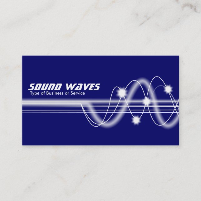 Sound Waves - Dark Blue Business Card (Front)
