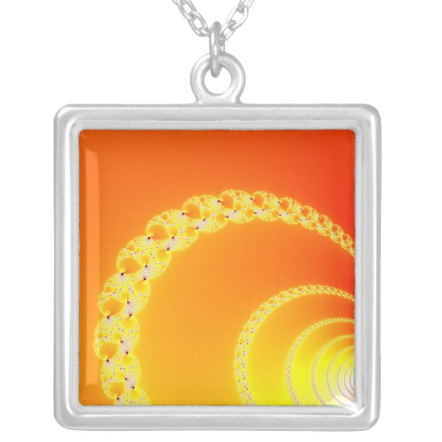 Sound Waves Fractal Art Silver Plated Necklace (Front)