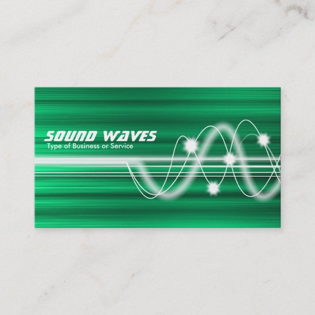 Sound Waves - Green Brushed Texture Business Card (Front)