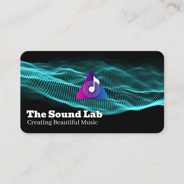 Sound Waves | Music Note Logo Business Card (Front)