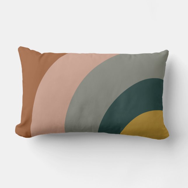 Sound Waves Pattern in Rust, Mustard, Blush, Gray Lumbar Pillow (Front)