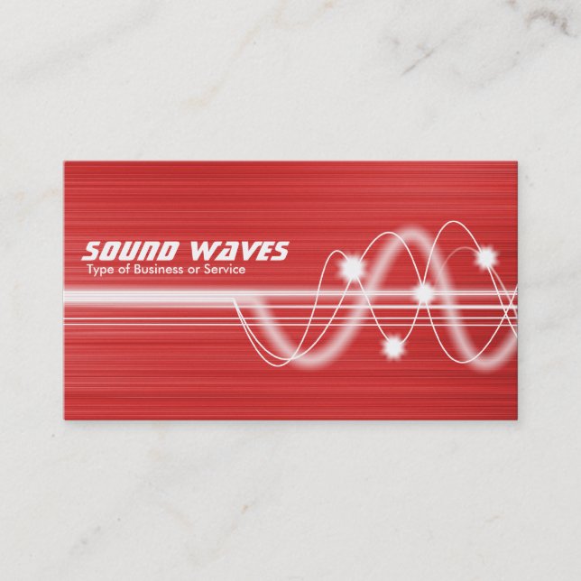 Sound Waves - Red Brushed Texture II Business Card (Front)
