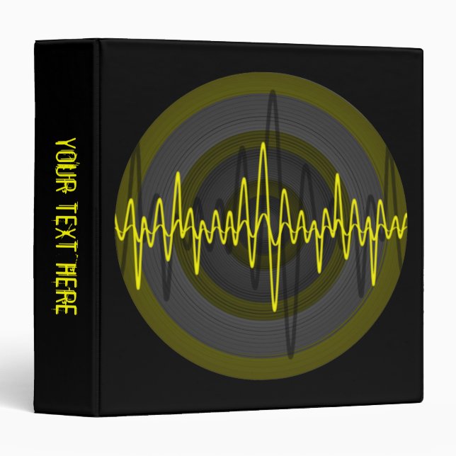 Sound Yellow Dark Round 'Your Text' binder black (Front/Spine)