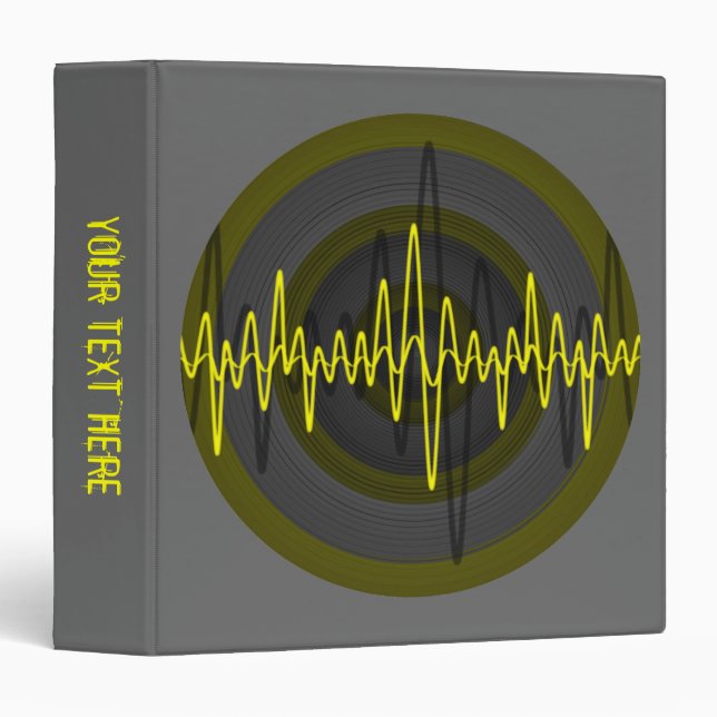 Sound Yellow Dark Round 'Your Text' binder grey (Front/Spine)