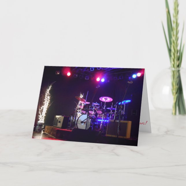 "SoundCheck Music School Drum Set" Christmas Card (Front)